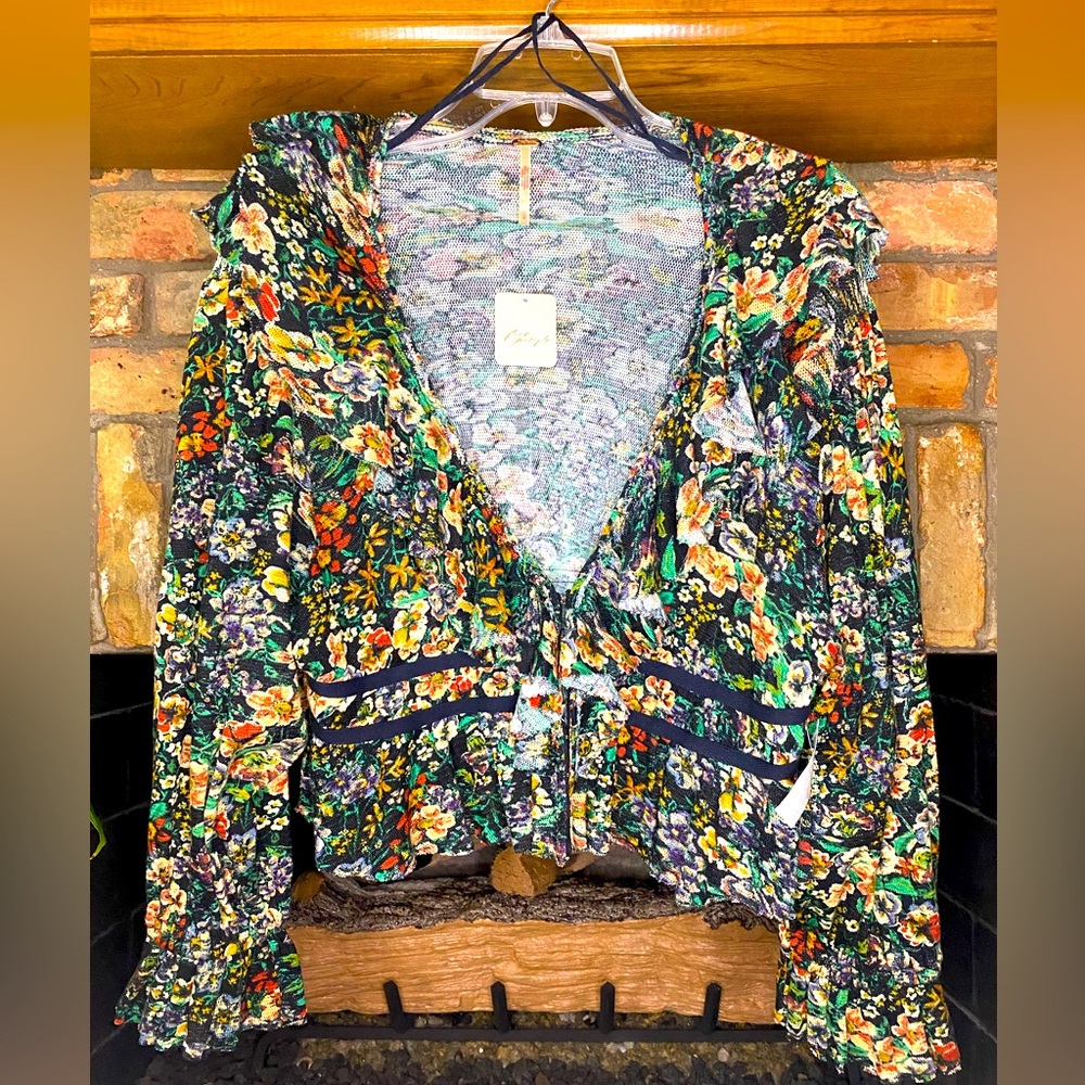 NWT Free People Rudi Ruffle Top size Large